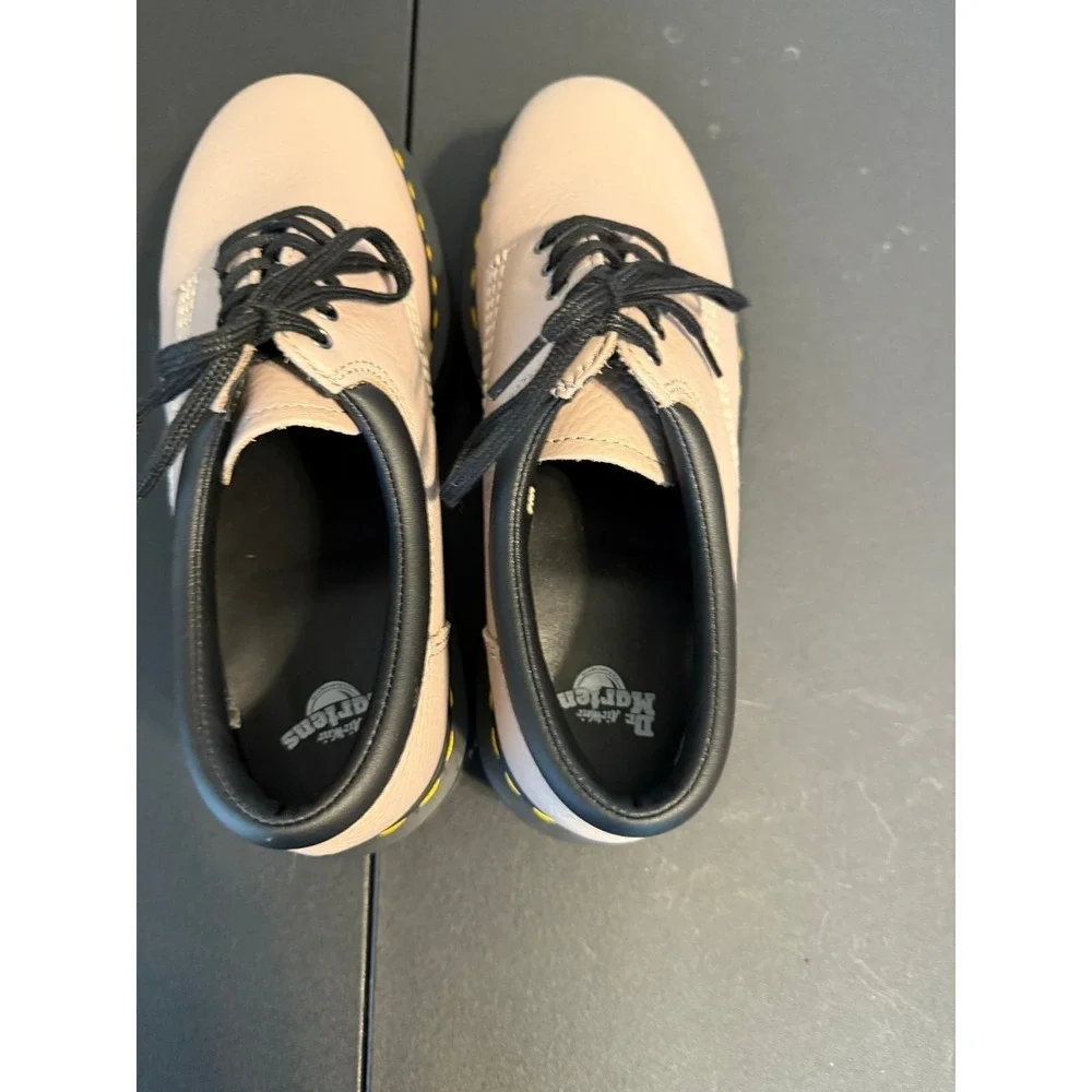Dr. Martens New Quad Platform Shoes Women 8 Parchment Beige Leather 5-Eye Oxford